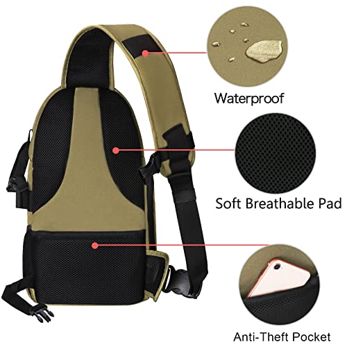 MOSISO Camera Sling Bag, DSLR/SLR/Mirrorless Camera Case Shockproof Photography Camera Backpack with Tripod Holder & Removable Modular Inserts Compatible with Canon/Nikon/Sony/Fuji, Khaki by MOSISO - Image 4