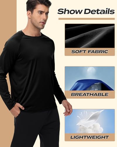 Image of Long Sleeve Shirts for Men - Quick Dry Moisture Wicking UV UPF Sun Protection T-Shirts for Fishing Workout Swim