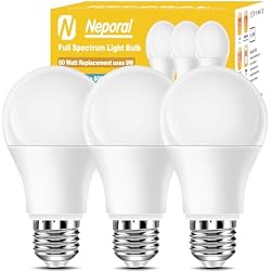 Full Spectrum Light Bulb, 6000K Natural Sunlight Bulbs, 9W 60W Equivalent LED Light Bulb, Natural Light Bulbs A19, E26/E27 LED Light Bulbs for Home, 3 Pack