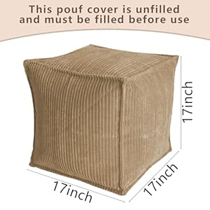 Louis Donné 17 Strip Unstuffed Pouf Ottoman Cover Square Space-Saving Organizer Footrest Cover Indoor & Outdoor Reading Room Kid Pets Girls Super Soft Cotton Fabric Yellow (Only Cover) Louis Donne 17 Strip Unstuffed Pouf Ottoman Cover Square Space Saving Organizer Footrest Cover Indoor Outdoor Reading Room Kid Pets Girls Super Soft Cotton Fabric Yellow Only Cover