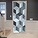A.Monamour Adesivo Porta Autoadesiva 3D Sfondo Geometrico Grigio Monocromatico con Cubi Arte Astratta Moderna Vinile PVC Adesivi per Porte Interne 3D Pellicola Adesiva Poster Sticker Murale Parete