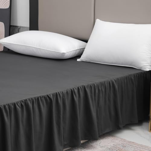 Image of Bed Skirt Twin Size 18 Inch Drop Ruffled Bed Skirt with Split Corners | Bed Skirt with Platform, Soft and Stylish 100% Microfiber, Black