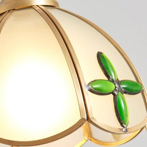 Plafonnier suspendu en verre dôme et lustre vintage doré E27