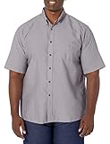 Red Kap Men's Standard Poplin Dress Shirt, Stain and Wrinkle Resistant, Short Sleeve, Silver Grey, Large