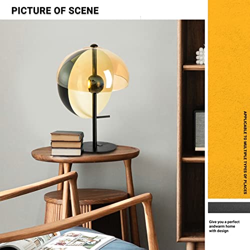 Puresilks Post-Modern Black Table Lamp,Small Side Desk Lamp With Brown Glass Shade, Farmhouse Table Lamp For Bedroom, Living Room,Hotel,Office, Dorm And Study Room（Gu5.3） #TOP2