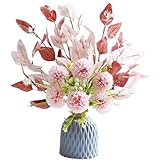 BDHD 枯れない造花デイジー 人工植物 花瓶付き 装飾品 インテリア おしゃれ ギフト リビングルーム 玄関 レストラン 誕生日プレゼント 花束 美術館 北欧 フラワーアレンジメント オフィス ラナンキュラス 生花 造花セット (ピンク2,セラミック花瓶)