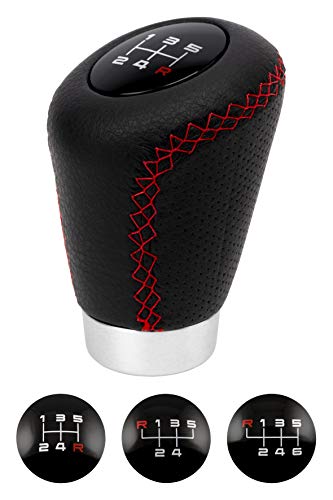 Bc Corona 1 Pommello Leva Corto 27Mm Modelo Sport Pomello Cambio Leva Auto En Pelle Colore Nero/Rosso - 2