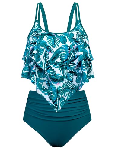 Image of Arolina Plus Size Swimsuits for Women Tankini High Waisted Bikini Sets Tummy Control Bathing Suits (S-24W