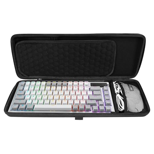 Linkidea Hard Travel Case for Compact 75% Keyboard and Mouse, Computer 84 Key Wireless/Wired Keyboard Carrying Protective Storage Box Bag, Compatible With ASUS ROG Azoth 75%