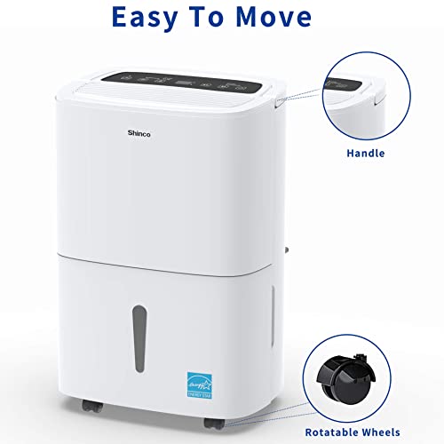 Shinco 1,500 Sq.Ft Energy Star Dehumidifier, Ideal for Medium Living Room, Basements, Bedrooms, Bathrooms, Auto or Manual Continuous Drain, Quietly Remove Moisture & Control Humidity - Thumbnail 7