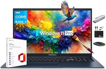 Vivobook 2025 17.3" FHD IPS Business Laptop, 16GB RAM, 1TB Storage (512GB SSD + 500GB Ext), 6-Core Intel i3 Processor, Lifetime Office 2024 Copilot AI, Wi-Fi 6E, MarxsolAccessory, Win 11 Pro