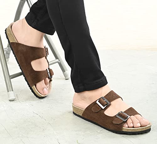 Image of AFROJACK Men's Orginal Leather Sandals | Casual Sliders for Boys s801