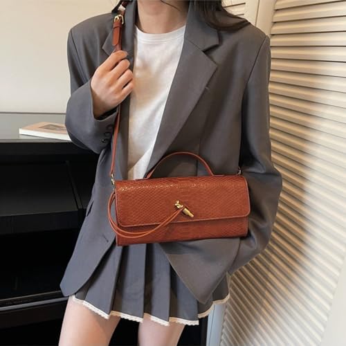 Image of Women Vegan Leather Evening Handbag Crocodile Pattern Handle Clutch Purse Cross Body Envelope Bag