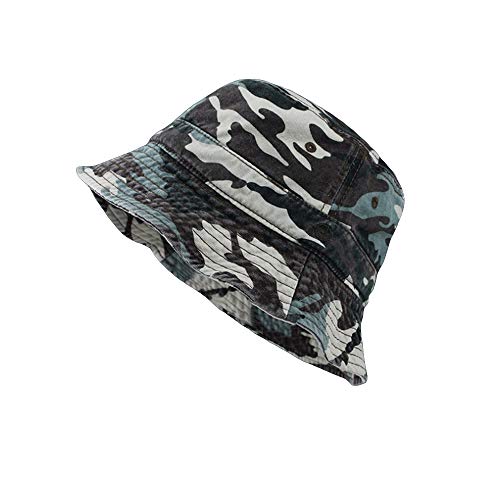 Croogo Men's Camo Bucket Hat Cap Summer Outdoor Boonie Hunting Fishing Safari Bucket Sun Hat Women Visor Boonie Hat,Blue-Gd63 #TOP3