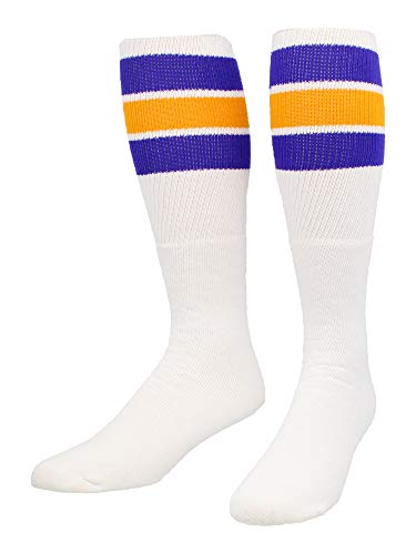 Image of TCK Retro Tube Socks with Stripes for Men & Women - 3 Stripe, 70's 80's Deadlift Socks