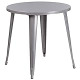 Flash Furniture Commercial Grade 30' Round Silver Metal Indoor-Outdoor Table