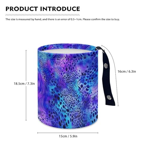 Image of Blue Leopard Print Vehicle Trash Can Trash Bag for Cars Waste Basket Collapsible Reusable Leak Proof Car Organizer Road Trip Must Haves for Kids
