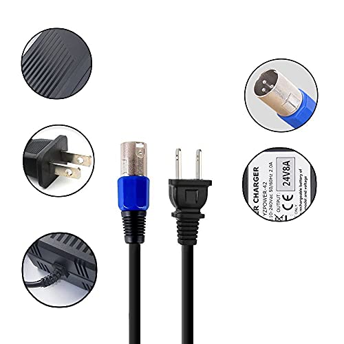 image for Abakoo New 24V 8A Battery Charger with XLR Connector for 24BC8000T-1, 