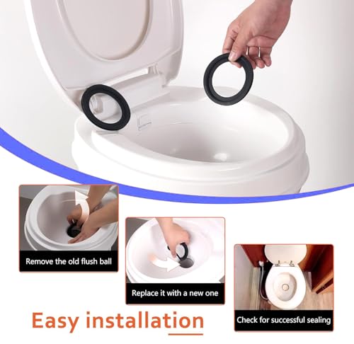 Image of RV 385311658 RV Toilet Flush Ball Seal Replacement RV Accessories Flush Ball Gaskets for Dometi 300 /310 /320 Toilet Seal Gasket Kit, R-V Toilets - Ideal Flush Ball Gaskets2-Pack, VR003