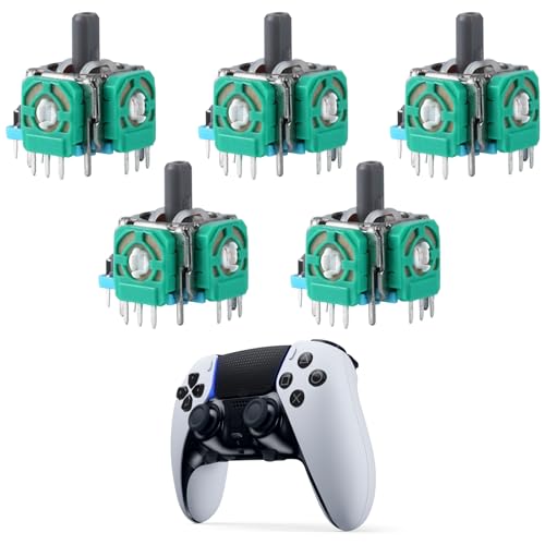5 Stück Ersatz Hall Effect Sticks PS5 Joystick, PS5 Controller Sticks, 3D Elektromagnetischer Joystick für DualSense, Anti-Drift Analogsticks mit Trimmer Potentiometer-Sensor, Analog Daumenstick