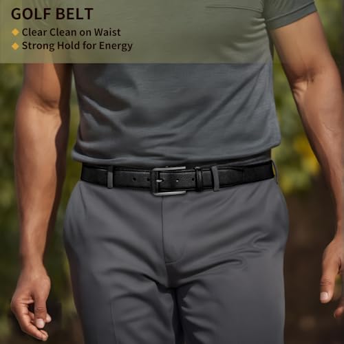 VANNANBA Men's Leather Classic Dress Belt - Mens Belts for Suits, Jeans, Work, Casual, Uniform with Prong Buckle2