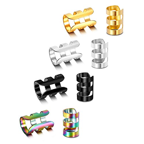 JewelrieShop Earcuffs for Men Stainless Steel Clip on Cartilage Helix Ear Cuffs Non-Piercing Punk Earrings Women