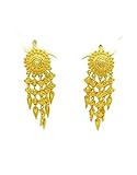 Dangle Earrings 23k 24k Thai Baht Yellow Gold Plated Filled Earrings Design From Thailand, Thai Dress, The Wedding, Women Jewelry