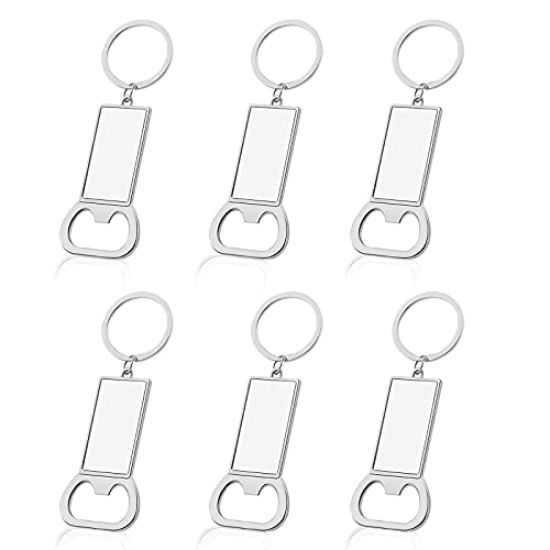 Sublimation Blanks Heat Transfer Keychain, 6pcs Photo Printed Keyrings Photo Blank Keyrings Bottle Openers for DIY Keychains Tags Crafting