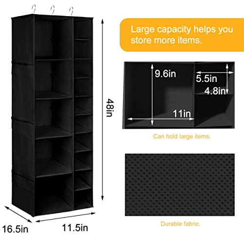 Coastal Rose Hanging Closet Storage Organizer, 15 Sections Closet Organizers And Storage Shelves For Clothes,Shoes,Handbag,Scarf, Black #TOP2