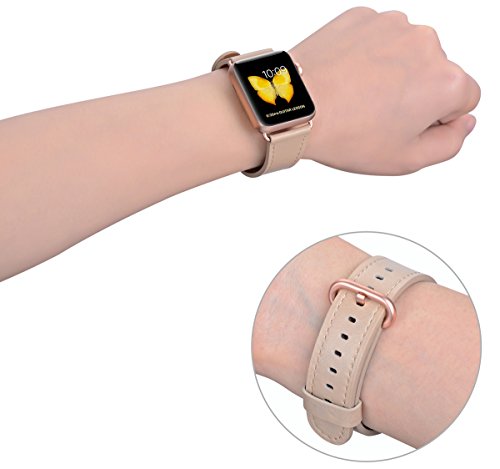 Jsgjmy For Apple Watch Band 38Mm 40Mm 41Mm 42Mm 44Mm 45Mm 49Mm Series 8 7 6 5 4 3 Se Iwatch Bands Womens Dressy Leather Strap Light Tan Rose Gold #TOP2
