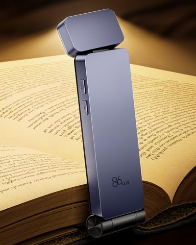 86lux Leselampe Buch Klemme，Wiederaufladbare Buchlampe zum Lesen im Bett，Ultraleichte LED Klemmlampe mit 3 Bernsteinfarben und Stufenlosem Dimmen für Nachtlesen für Buchliebhaber, Kinder,Lila