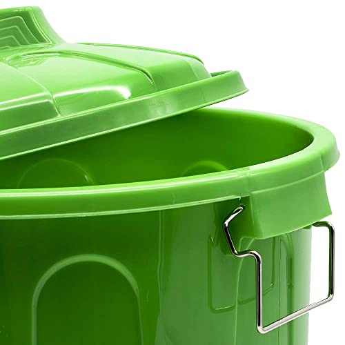 Miniatura 4 de Cablepelado Cubo De Basura Con Tapa, Cubo Basura Industrial, Cubo Basura Plástico Con Asas Metálicas, Contenedor Residuos, 55 Cm Alto X 44 Cm Diámetro Superior, Capacidad 51 Litros, Verde