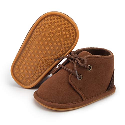 Hsdsbebe Baby Boots Cotton Anti Slip Soft Rubber Sole Infant Boys Girls Ankle Sneakers Newborn Unisex First Walker Prewalker Shoes(Z141 Dark Brown,1) #TOP3