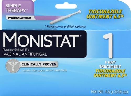 Image of Monistat 1-Day Yeast Infection Treatment for Women, 1 Pre-Filled Tioconazole Cream Applicator, Fast-Acting Relief for Vaginal Itching, (Pack of 4)