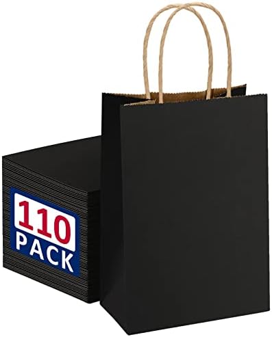 Boxusa Paper Bag 5.25x3.75x8 Black 110pcs Small Gift Bags Bulk, Paper Shopping Bags, Business Bags, Craft Gift Bags, Retail Bags, Brown Bags, Merchandise Bags