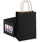 Boxusa Paper Bag 5.25x3.75x8 Black 110pcs Small Gift Bags Bulk, Paper Shopping Bags, Business Bags,