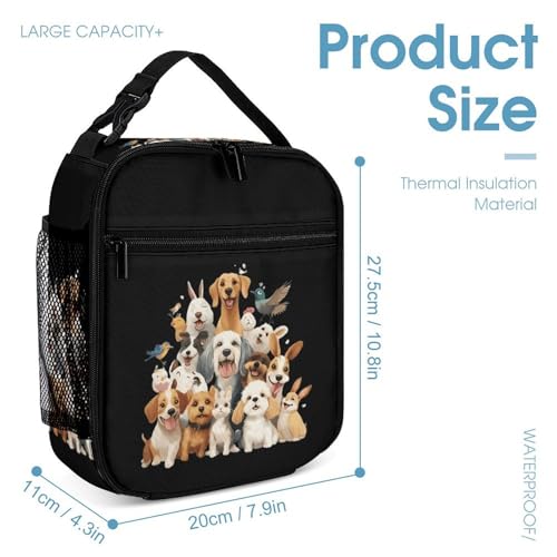 Dogs And Birds 3 PCS Backpack Set Casual Daypack with Insulated Lunch Bag & Pencil Case4