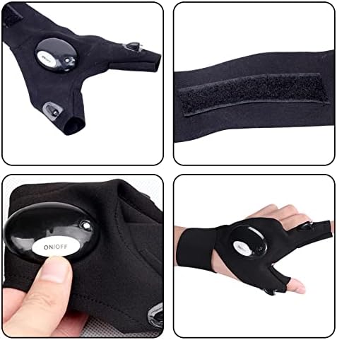 Shunfaji Men's LED Gloves for Gifts  Gloves with Lights, Waterproof Fishing Accessories, Secret Santa Gifts for Men, Practical Gadgets for Fishing/Camping/Handyman/Dad