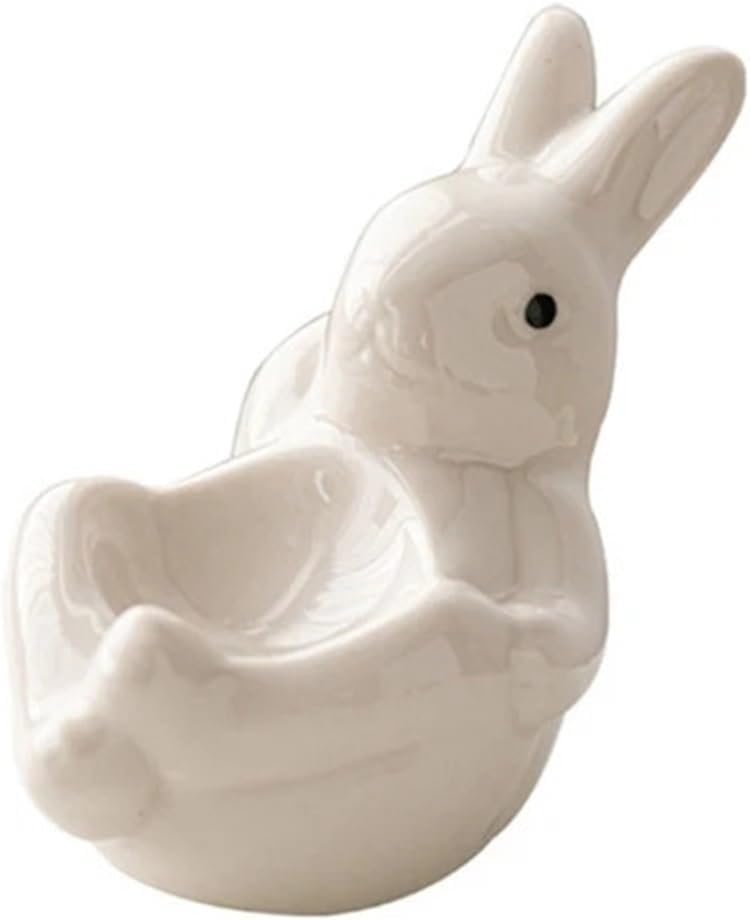 卵カップ、 2個入り磁器製卵カップ イースターエッグディスプレイスタンド ゆで卵用イースターデコレーション(White)