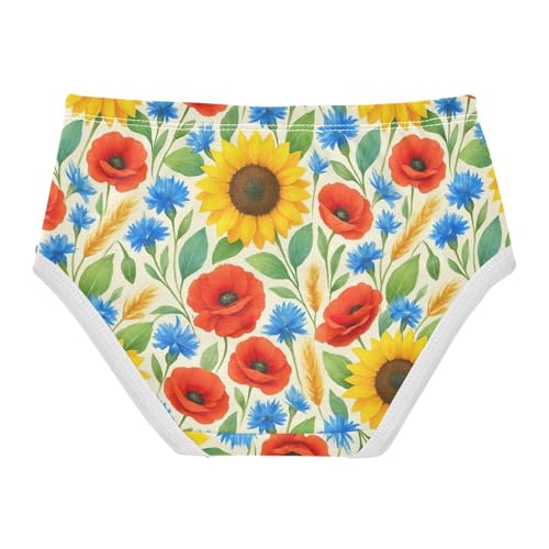 Joisal Sunflowers Red Floral Beige Toddler Girls Underwear 2t Cotton Little Girl Panties Fun Print Undies Kids Briefs2