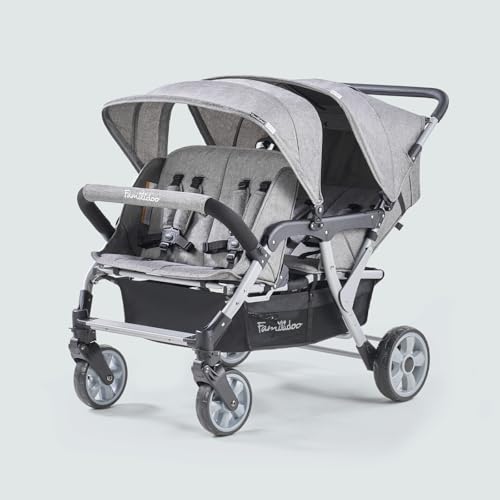 Familidoo H4E Quad Stroller Wagon for Kids, 4-Seater Daycare Baby Stroller with 5-Point Safety Harness, Lightweight & Foldable with All Reclining...