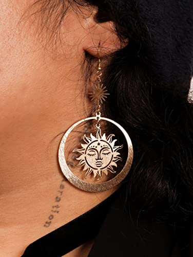 Sacina Gothic Boho Sun and Moon Earrings, Celestial Boho Earrings, Christmas New Year Jewelry Gift For Women3
