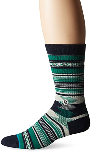 Stance Men's Guadalupe Tribal Stripe Pattern Arch Support Classic Crew Sock, Tan, L