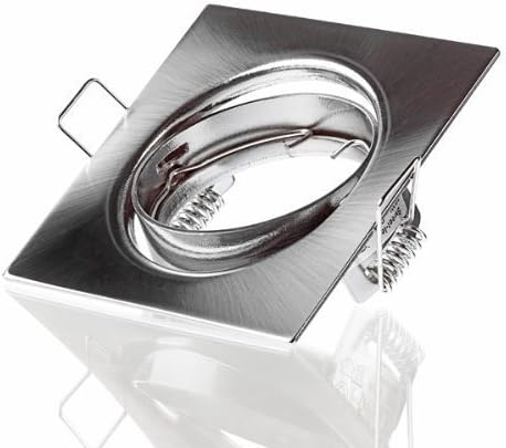 Sweet Led Recessed Frame for Halogen and LED Rotation, Square, Brushed Chrome, Includes GU10 Fitting