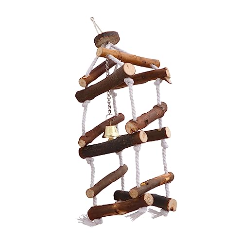 Yardwe Wooden Parrot Swing Hanging Design with Cotton Rope Buckle Playground for Birds Enhances Climbing Playtime Fun Cages Gardens