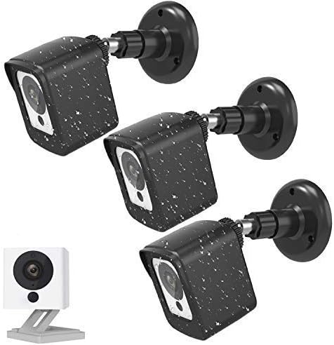 Wyze Cam Camera Wall Mount Bracket,Coolwufan Weather Proof 360 Degree Protective Adjustable Housing Mount and Cover for Wyze Cam V2 V1 and Ismart Spot Camera Indoor Outdoor (Black(3 Pack))