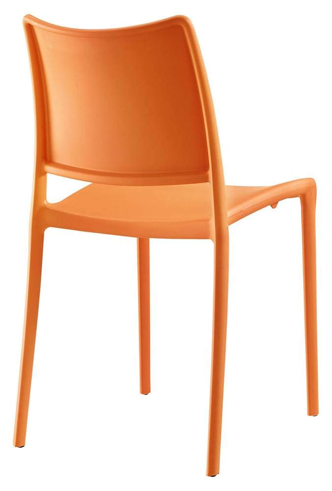 Hipster contemporáneo moderno moldeado plástico apilamiento dos sillas de comedor en naranja 4