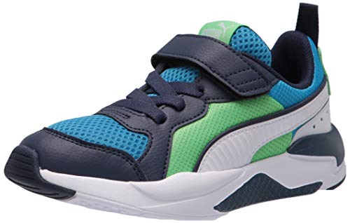 PUMA Unisex-Child X-RAY Sneaker, Dresden Blue White-Peacoat-Summer Green, 3 Little Kid