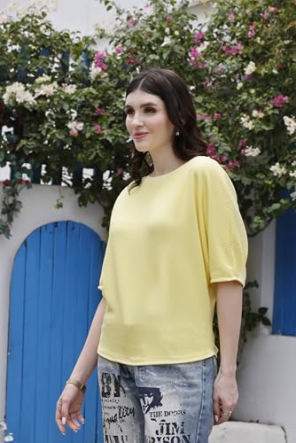 Image of Zilcon Womens Half Ballon Sleeve t-Shirt Tops Boat Neck Loose Fit Casual Workout T-Shirts