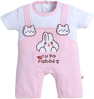 BUMZEE Baby Girls Cotton Half Sleeves Animal Embroidery Romper Pink Price In India